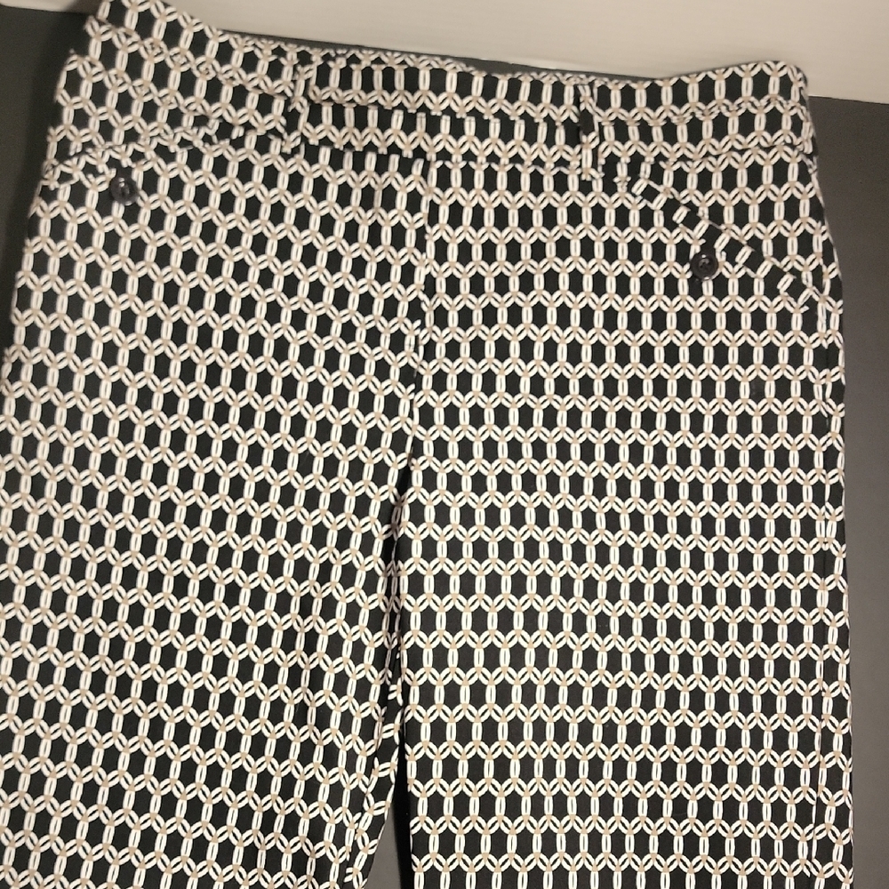Black and White Geometric Trousers with Tailored Fit